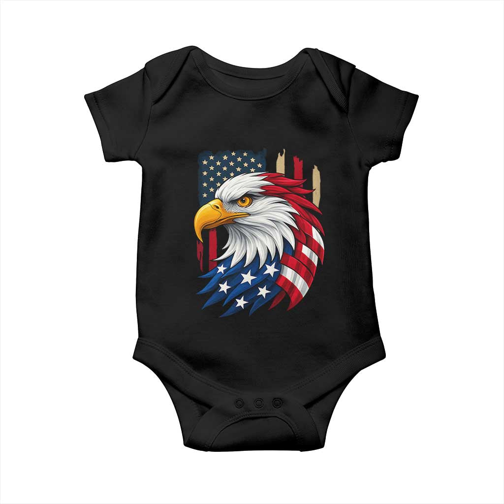 Fierce American Eagle Baby Onesie Bold Patriotic 4th of July USA Freedom TS02 Black Print Your Wear