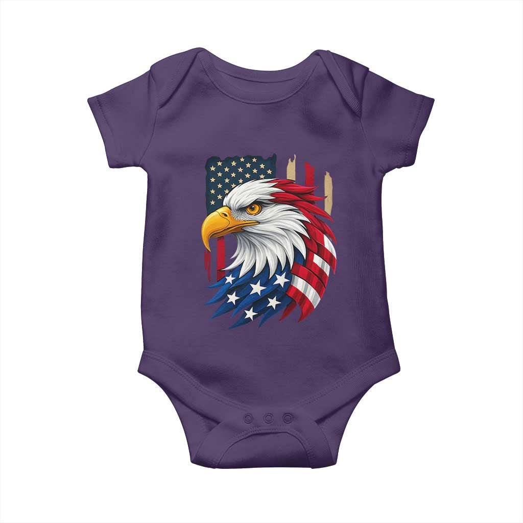 Fierce American Eagle Baby Onesie Bold Patriotic 4th of July USA Freedom TS02 Purple Print Your Wear