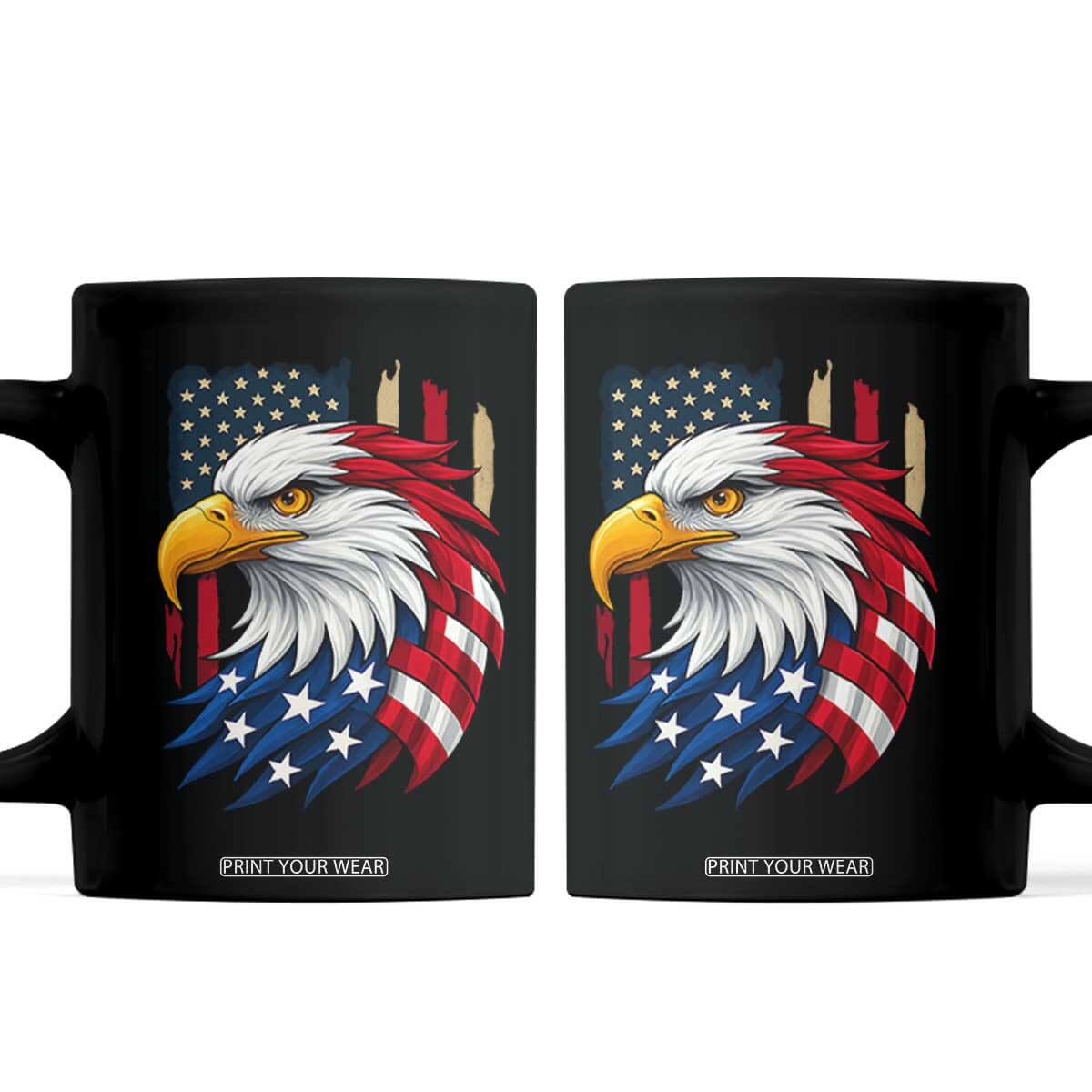 Fierce American Eagle Coffee Mug Bold Patriotic 4th of July USA Freedom TS02 Black Print Your Wear