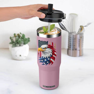 Fierce American Eagle Flip Straw Tumbler Bold Patriotic 4th of July USA Freedom TS02 One Size: 30 oz Light Pink Print Your Wear
