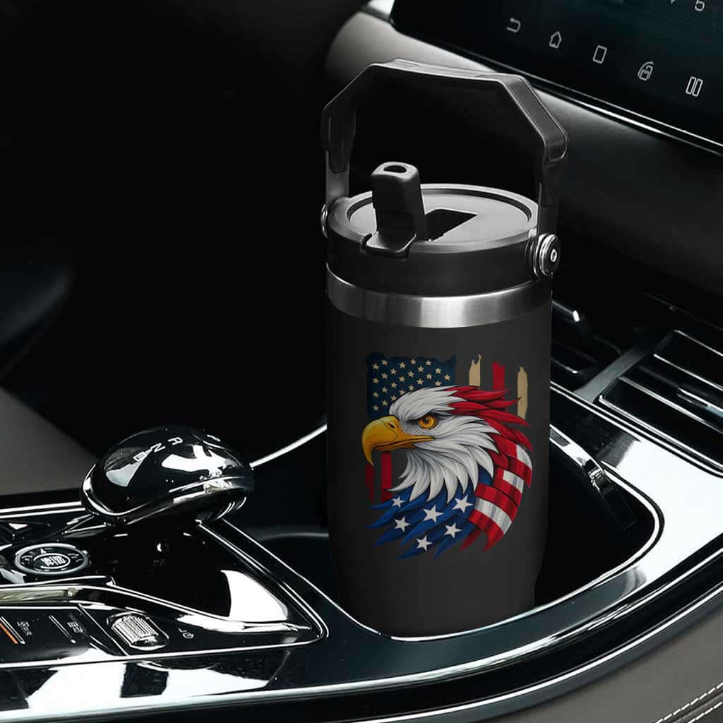 Fierce American Eagle Flip Straw Tumbler Bold Patriotic 4th of July USA Freedom TS02 Print Your Wear
