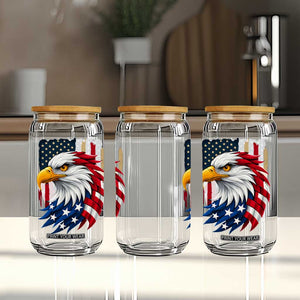 Fierce American Eagle Glass Can Bold Patriotic 4th of July USA Freedom TS02 Print Your Wear