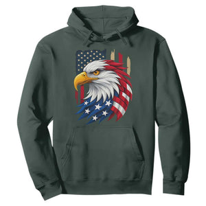 Fierce American Eagle Hoodie Bold Patriotic 4th of July USA Freedom TS02 Dark Forest Green Print Your Wear