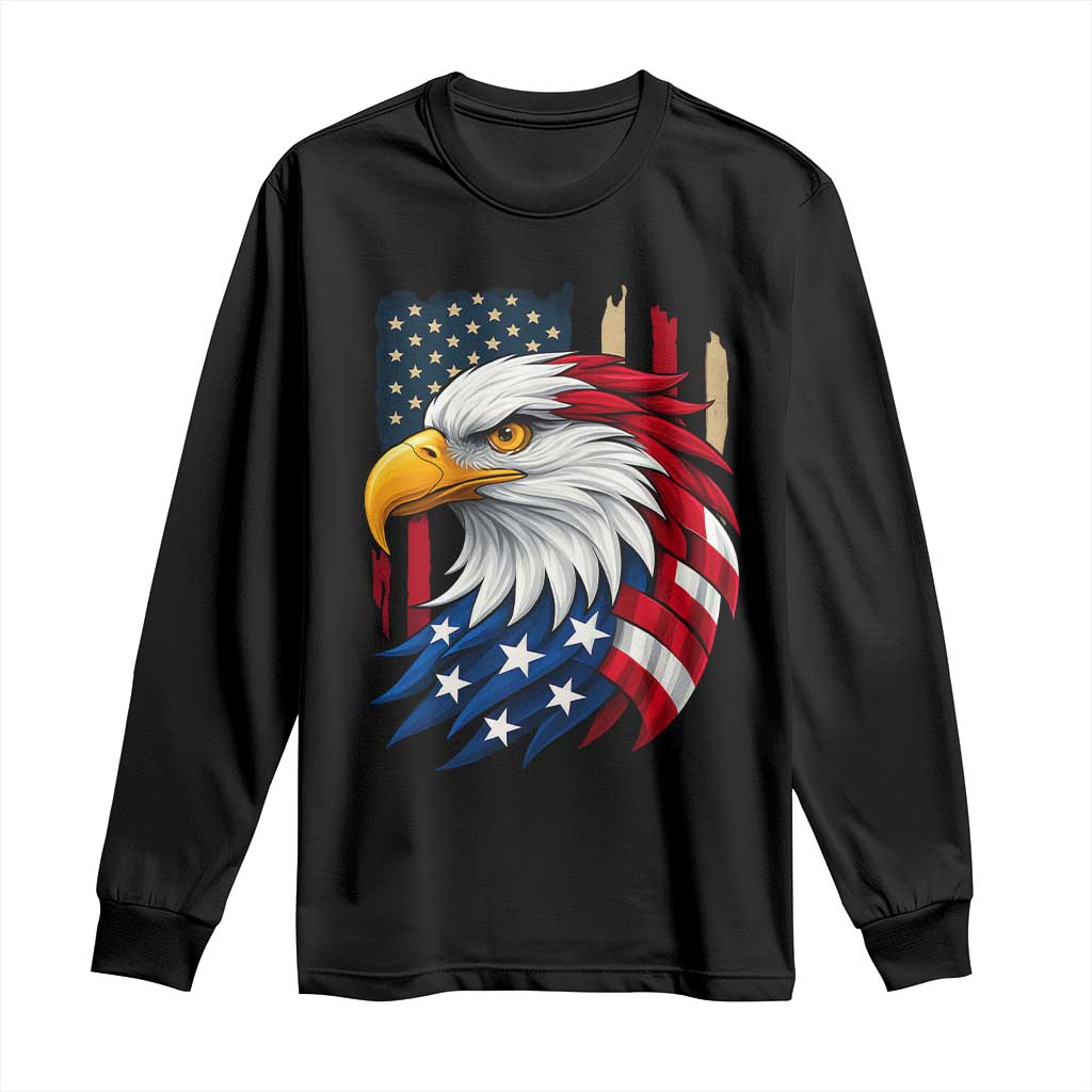Fierce American Eagle Long Sleeve Shirt Bold Patriotic 4th of July USA Freedom TS02 Black Print Your Wear