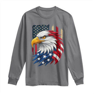 Fierce American Eagle Long Sleeve Shirt Bold Patriotic 4th of July USA Freedom TS02 Charcoal Print Your Wear