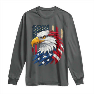 Fierce American Eagle Long Sleeve Shirt Bold Patriotic 4th of July USA Freedom TS02 Dark Heather Print Your Wear