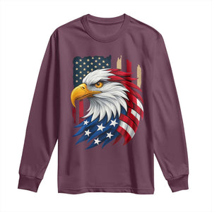 Fierce American Eagle Long Sleeve Shirt Bold Patriotic 4th of July USA Freedom TS02 Maroon Print Your Wear