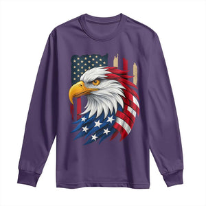 Fierce American Eagle Long Sleeve Shirt Bold Patriotic 4th of July USA Freedom TS02 Purple Print Your Wear