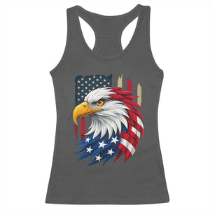 Fierce American Eagle Racerback Tank Top Bold Patriotic 4th of July USA Freedom TS02 Dark Heather Print Your Wear