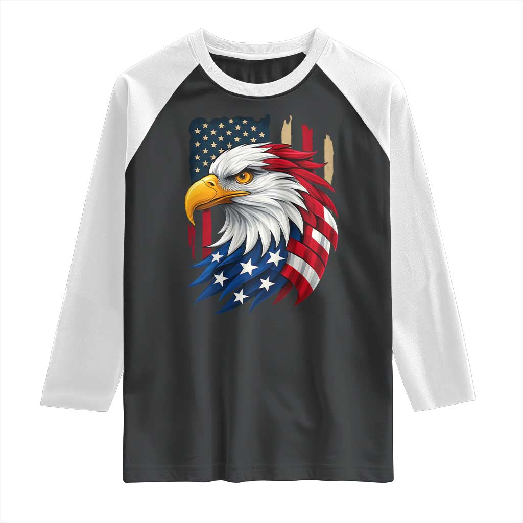 Fierce American Eagle Raglan Shirt Bold Patriotic 4th of July USA Freedom TS02 Black White Print Your Wear