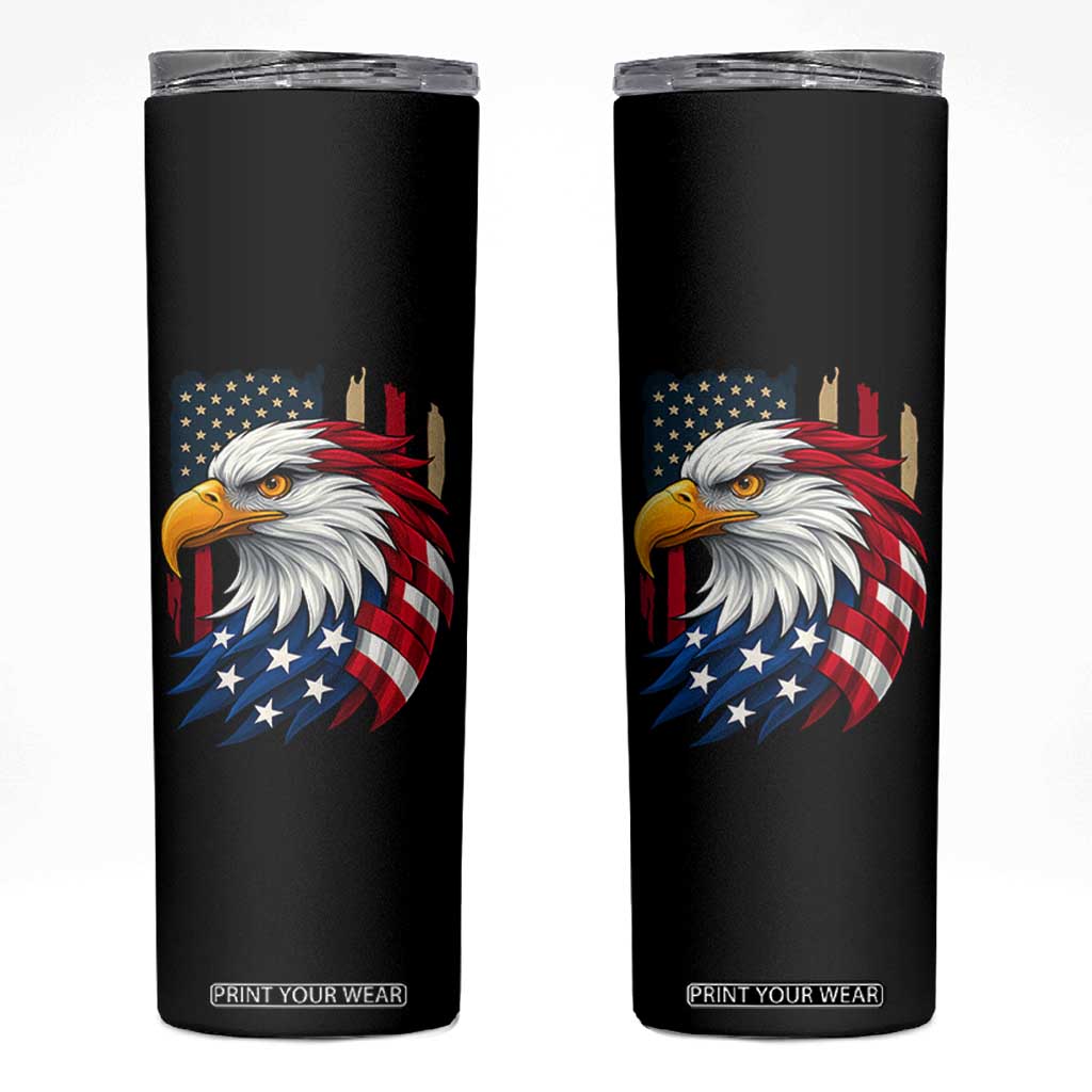 Fierce American Eagle Skinny Tumbler Bold Patriotic 4th of July USA Freedom TS02 Black Print Your Wear