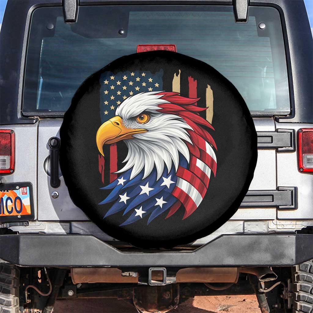 Fierce American Eagle Spare Tire Cover Bold Patriotic 4th of July USA Freedom TS02 No hole Black Print Your Wear