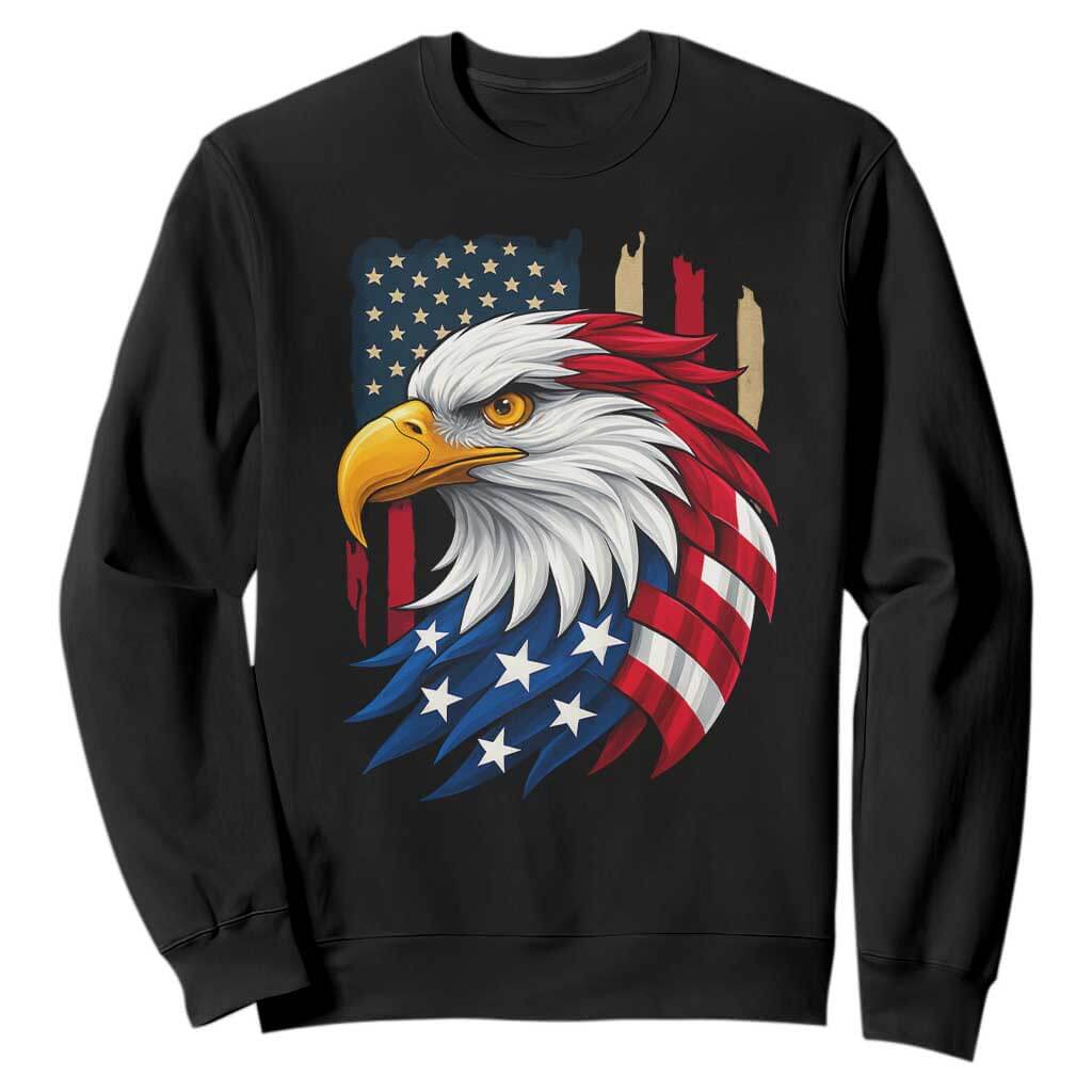 Fierce American Eagle Sweatshirt Bold Patriotic 4th of July USA Freedom TS02 Black Print Your Wear