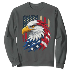 Fierce American Eagle Sweatshirt Bold Patriotic 4th of July USA Freedom TS02 Dark Heather Print Your Wear