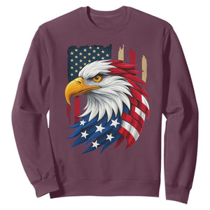 Fierce American Eagle Sweatshirt Bold Patriotic 4th of July USA Freedom TS02 Maroon Print Your Wear