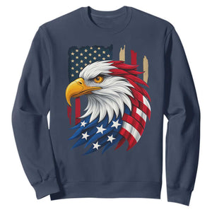 Fierce American Eagle Sweatshirt Bold Patriotic 4th of July USA Freedom TS02 Navy Print Your Wear