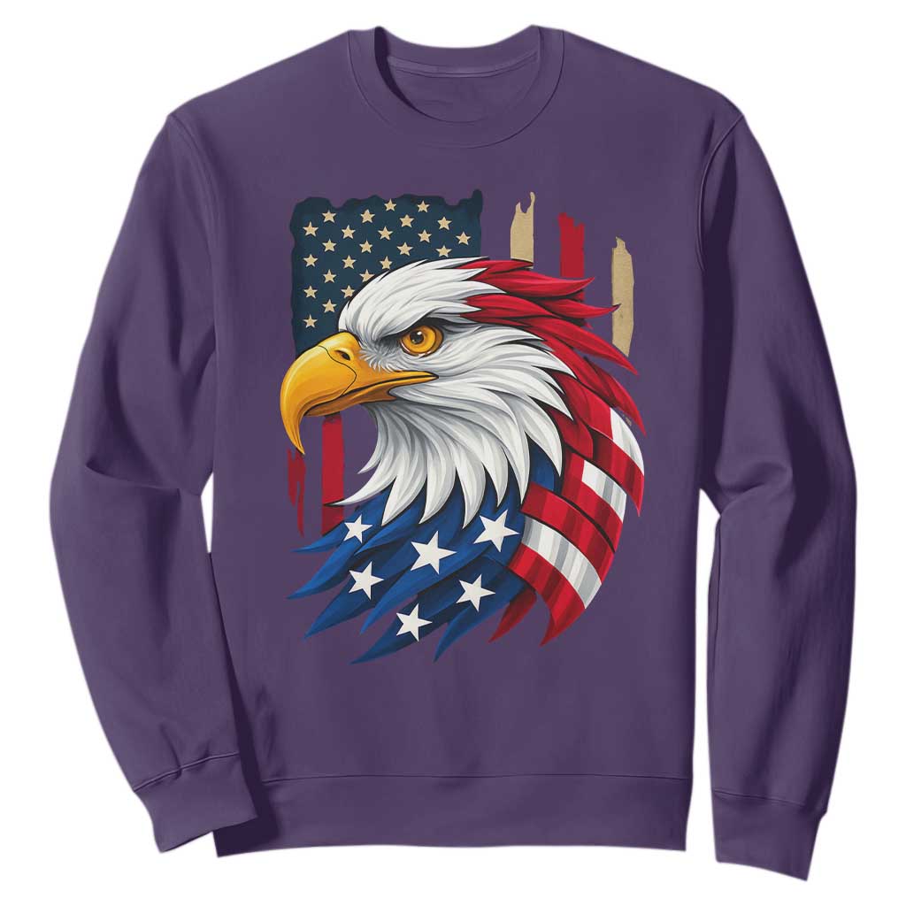 Fierce American Eagle Sweatshirt Bold Patriotic 4th of July USA Freedom TS02 Purple Print Your Wear