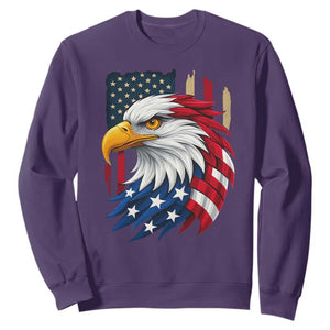 Fierce American Eagle Sweatshirt Bold Patriotic 4th of July USA Freedom TS02 Purple Print Your Wear