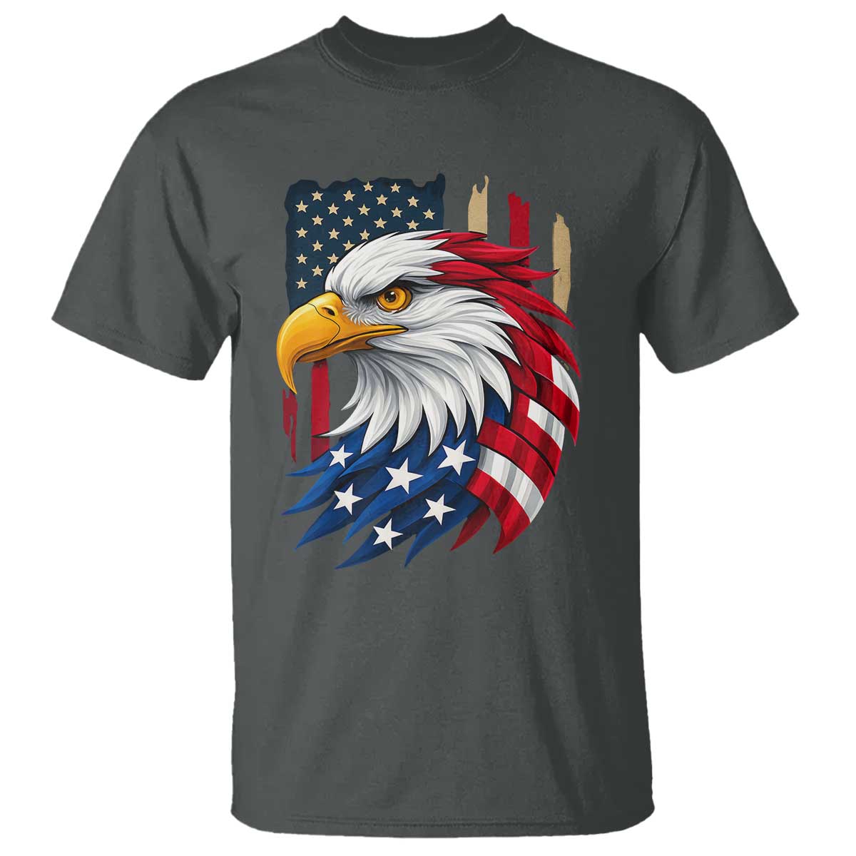 Fierce American Eagle T Shirt Bold Patriotic 4th of July USA Freedom TS02 Dark Heather Print Your Wear