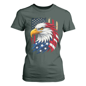 Fierce American Eagle T Shirt For Women Bold Patriotic 4th of July USA Freedom TS02 Dark Forest Green Print Your Wear