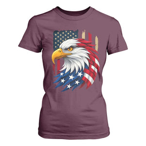 Fierce American Eagle T Shirt For Women Bold Patriotic 4th of July USA Freedom TS02 Maroon Print Your Wear