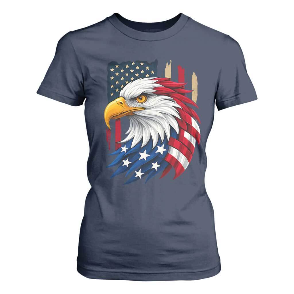 Fierce American Eagle T Shirt For Women Bold Patriotic 4th of July USA Freedom TS02 Navy Print Your Wear