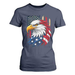 Fierce American Eagle T Shirt For Women Bold Patriotic 4th of July USA Freedom TS02 Navy Print Your Wear