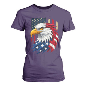 Fierce American Eagle T Shirt For Women Bold Patriotic 4th of July USA Freedom TS02 Purple Print Your Wear