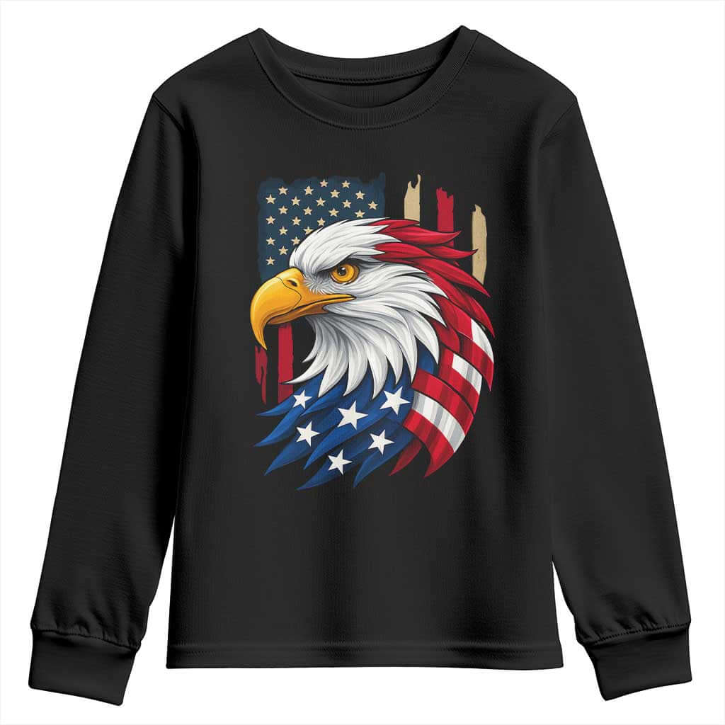 Fierce American Eagle Youth Sweatshirt Bold Patriotic 4th of July USA Freedom TS02 Black Print Your Wear
