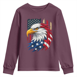 Fierce American Eagle Youth Sweatshirt Bold Patriotic 4th of July USA Freedom TS02 Maroon Print Your Wear