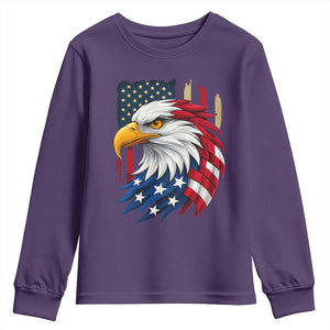 Fierce American Eagle Youth Sweatshirt Bold Patriotic 4th of July USA Freedom TS02 Purple Print Your Wear
