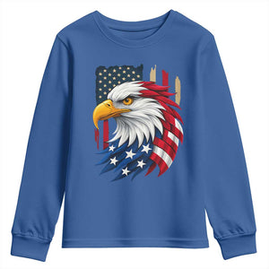 Fierce American Eagle Youth Sweatshirt Bold Patriotic 4th of July USA Freedom TS02 Royal Blue Print Your Wear