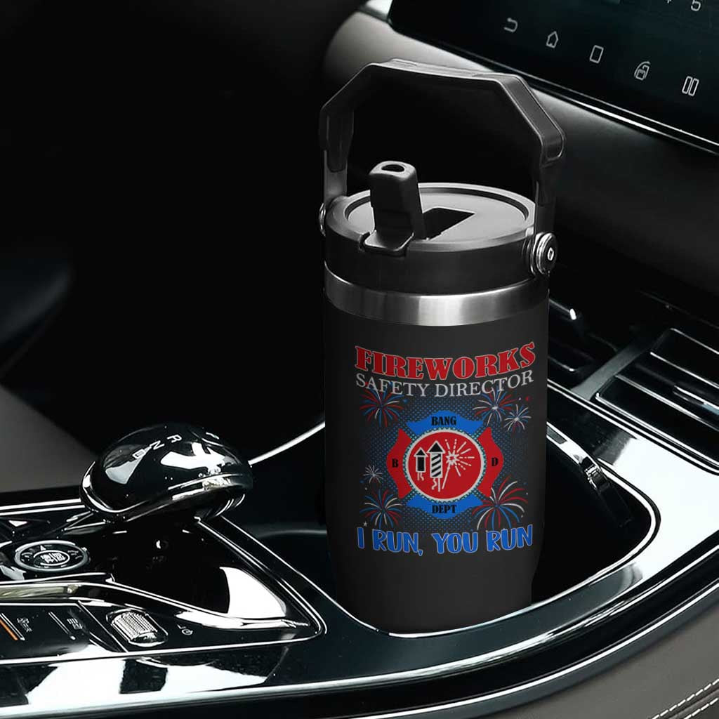 Fireworks Safety Director Flip Straw Tumbler I Run You Run Funny 4th of July Patriotic TS02 Print Your Wear