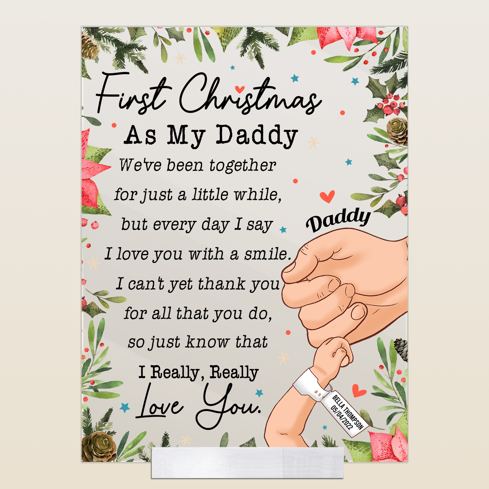 Personalized First Christmas As My Daddy Acrylic Plaque, Christmas Gift From Wife To Husband CTM Acrylic Table Sign 4" x 6 " Custom - Printyourwear