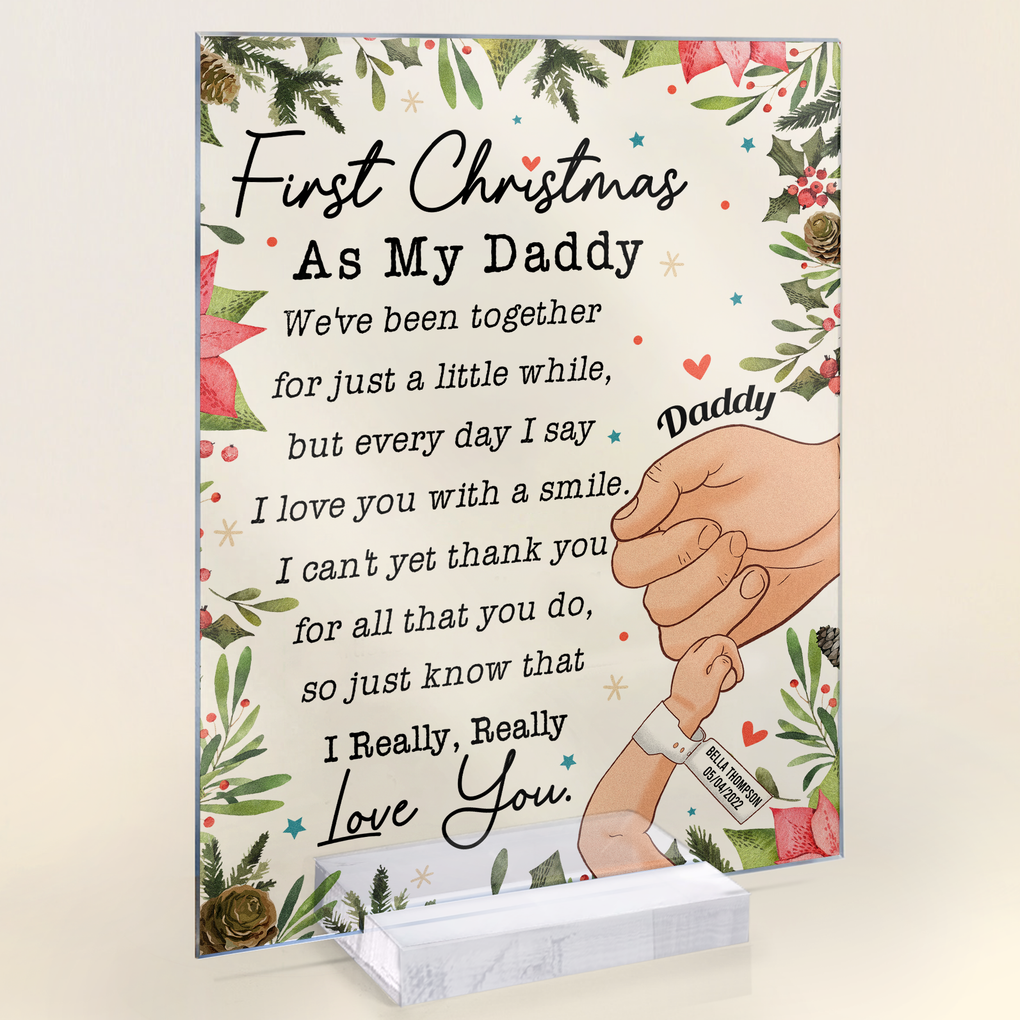 Personalized First Christmas As My Daddy Acrylic Plaque, Christmas Gift From Wife To Husband CTM Custom - Printyourwear