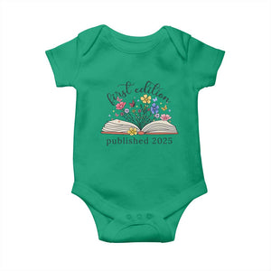 First Edition Published 2025 Baby Onesie Littlest Bookworm Funny Annoucement Baby Shower TS10 Irish Green Print Your Wear