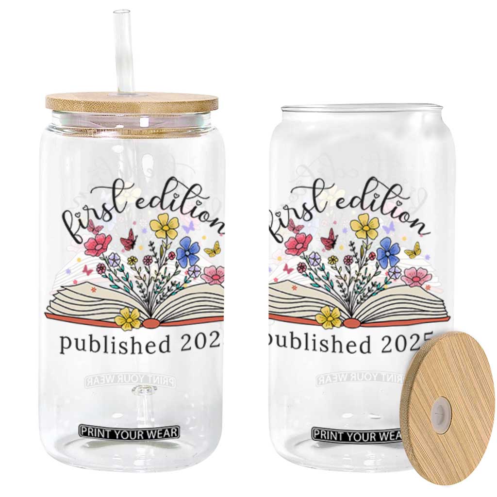 First Edition Published 2025 Glass Can Littlest Bookworm Funny Annoucement Baby Shower TS10 White Print Your Wear