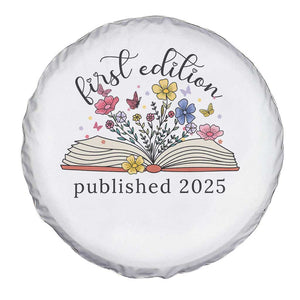 First Edition Published 2025 Spare Tire Cover Littlest Bookworm Funny Annoucement Baby Shower TS10 Print Your Wear