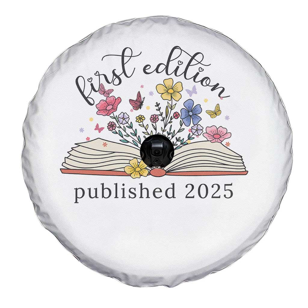 First Edition Published 2025 Spare Tire Cover Littlest Bookworm Funny Annoucement Baby Shower TS10 Print Your Wear