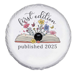 First Edition Published 2025 Spare Tire Cover Littlest Bookworm Funny Annoucement Baby Shower TS10 Print Your Wear