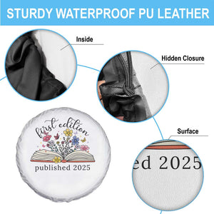 First Edition Published 2025 Spare Tire Cover Littlest Bookworm Funny Annoucement Baby Shower TS10 Print Your Wear