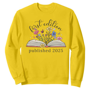 First Edition Published 2025 Sweatshirt Littlest Bookworm Funny Annoucement Baby Shower TS10 Daisy Print Your Wear