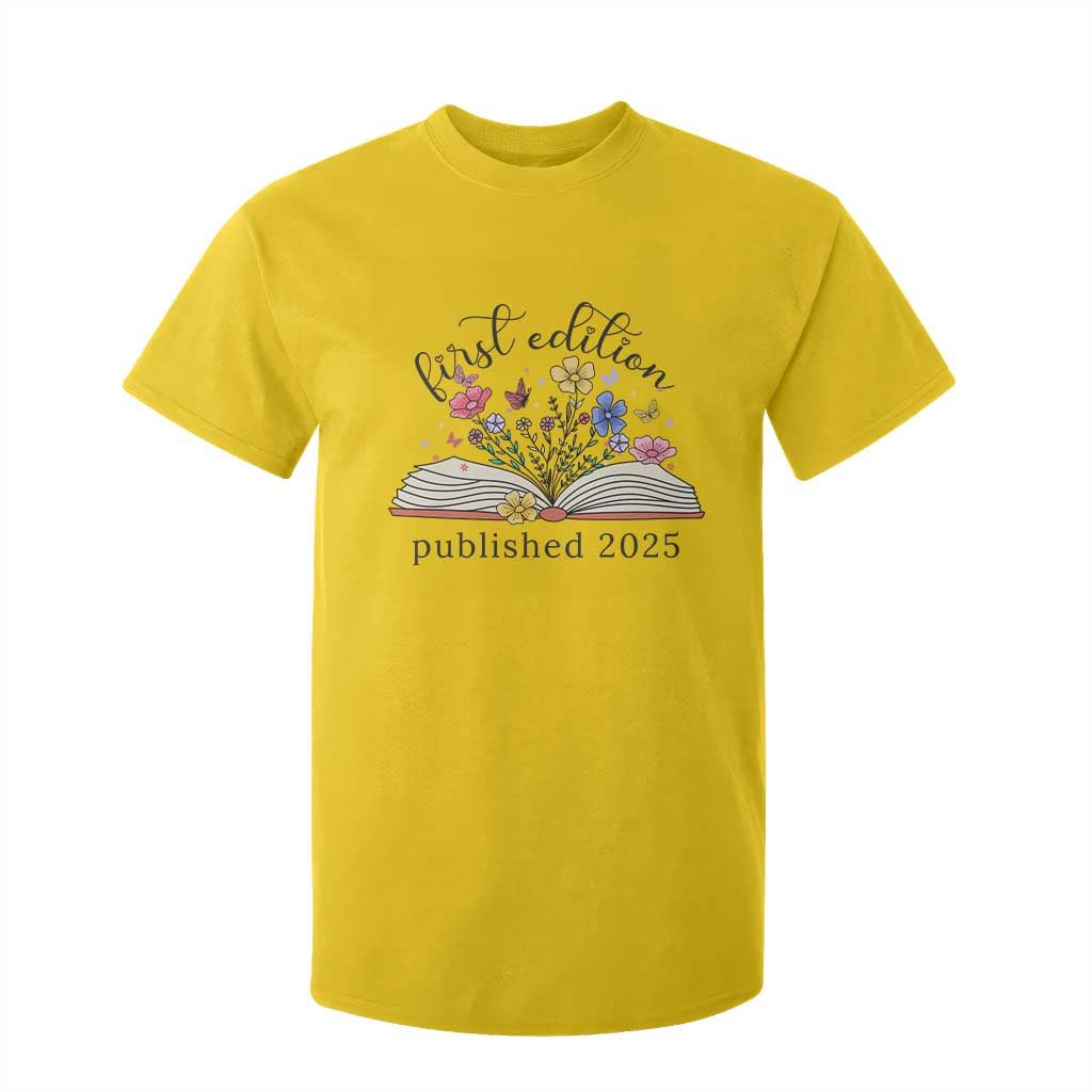 First Edition Published 2025 T Shirt For Kid Littlest Bookworm Funny Annoucement Baby Shower TS10 Daisy Print Your Wear