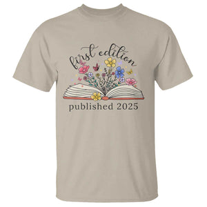 First Edition Published 2025 T Shirt Littlest Bookworm Funny Annoucement Baby Shower TS10 Sand Print Your Wear