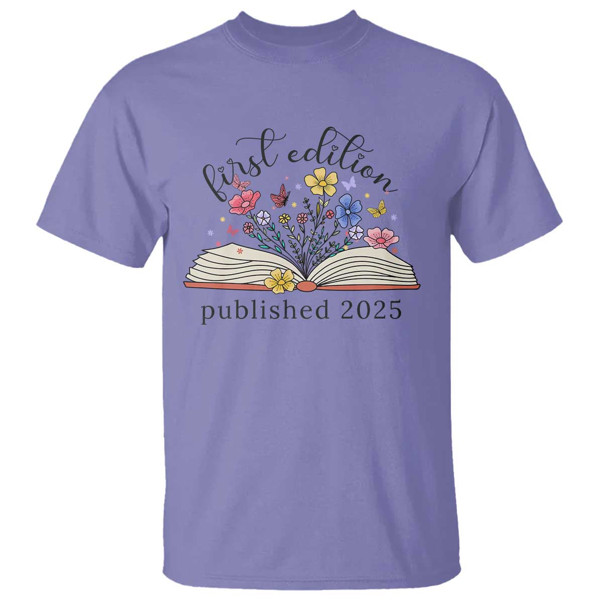 First Edition Published 2025 T Shirt Littlest Bookworm Funny Annoucement Baby Shower TS10 Violet Print Your Wear