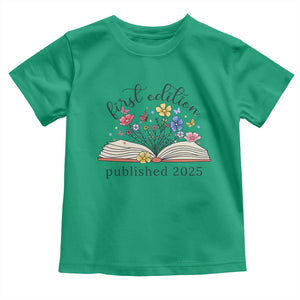 First Edition Published 2025 Toddler T Shirt Littlest Bookworm Funny Annoucement Baby Shower TS10 Irish Green Print Your Wear