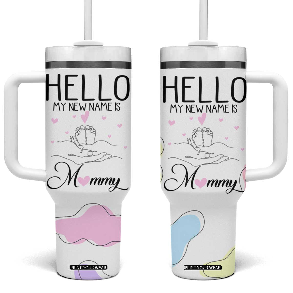 First Time Mom Gift Tumbler With Handle New Mommy Pregnancy Gifts For First Mother's day TB10 One Size: 40 oz White Print Your Wear