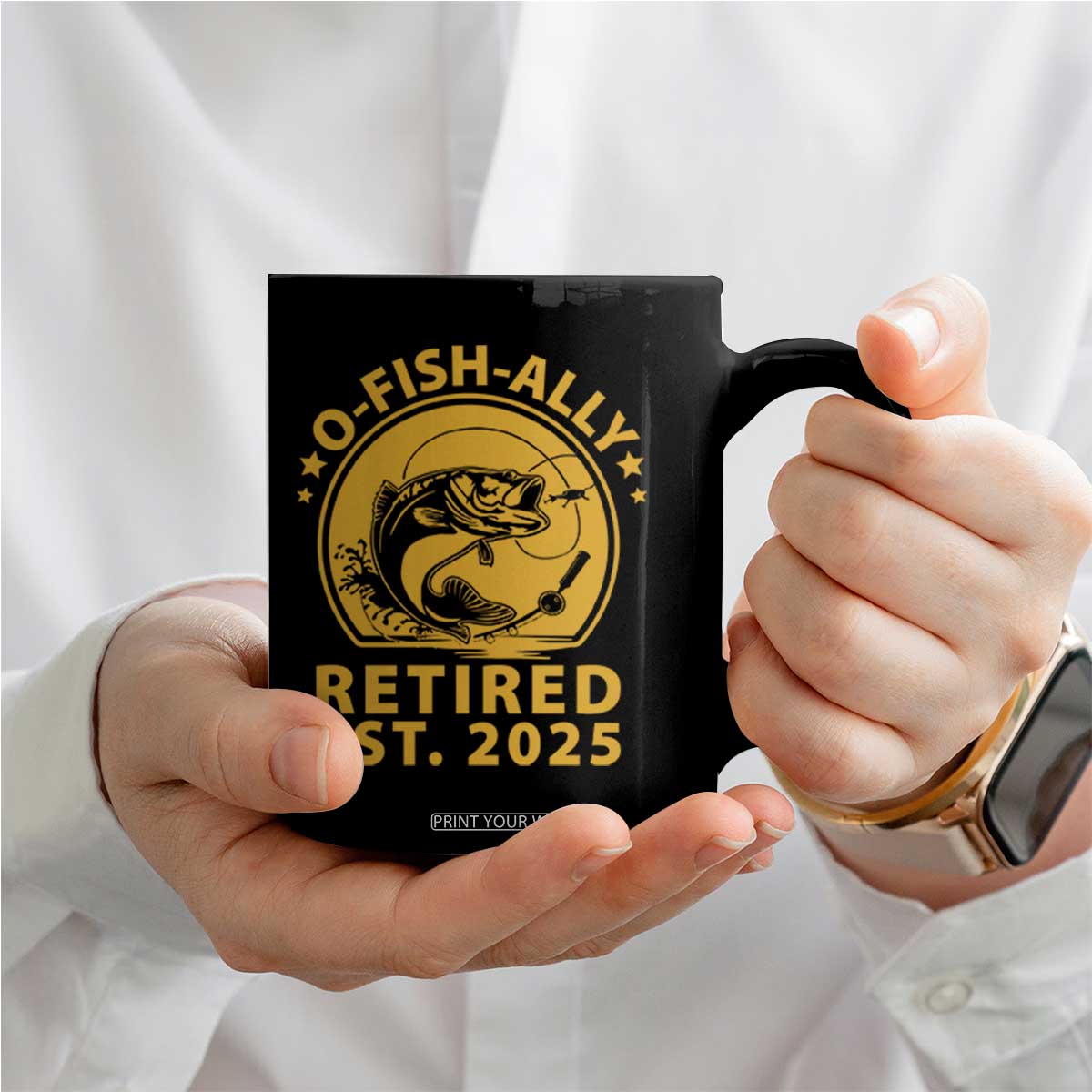 Fishing Retirement Coffee Mug O-Fish-Ally Retired 2025 For Fisherman TS10 Print Your Wear