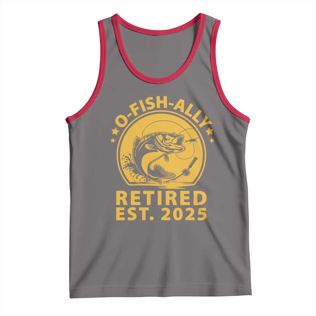 Fishing Retirement Tank Top O-Fish-Ally Retired 2025 For Fisherman TS10 Deep Heather Red Print Your Wear