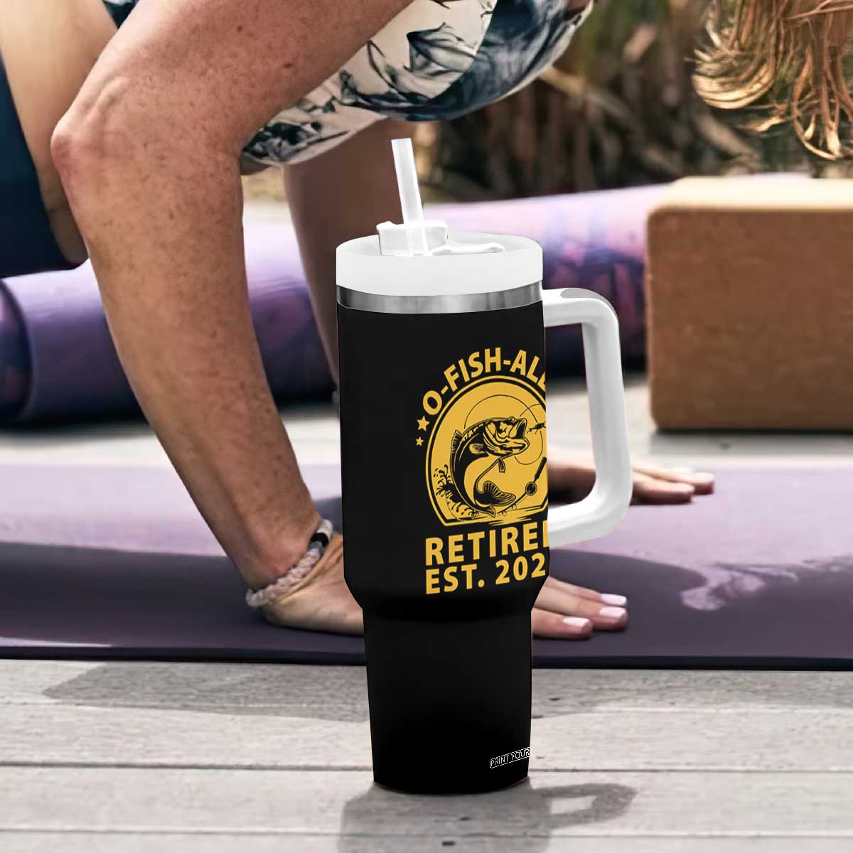 Fishing Retirement Tumbler With Handle O-Fish-Ally Retired 2025 For Fisherman TS10 Print Your Wear